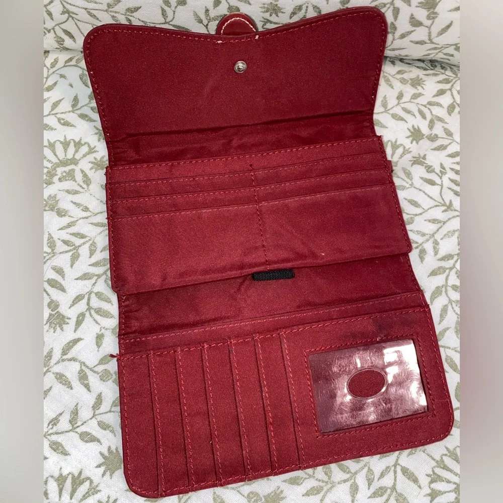 Liz & Co. Vintage Red Leather Wallet with Silver Accent - Picture 3 of 5